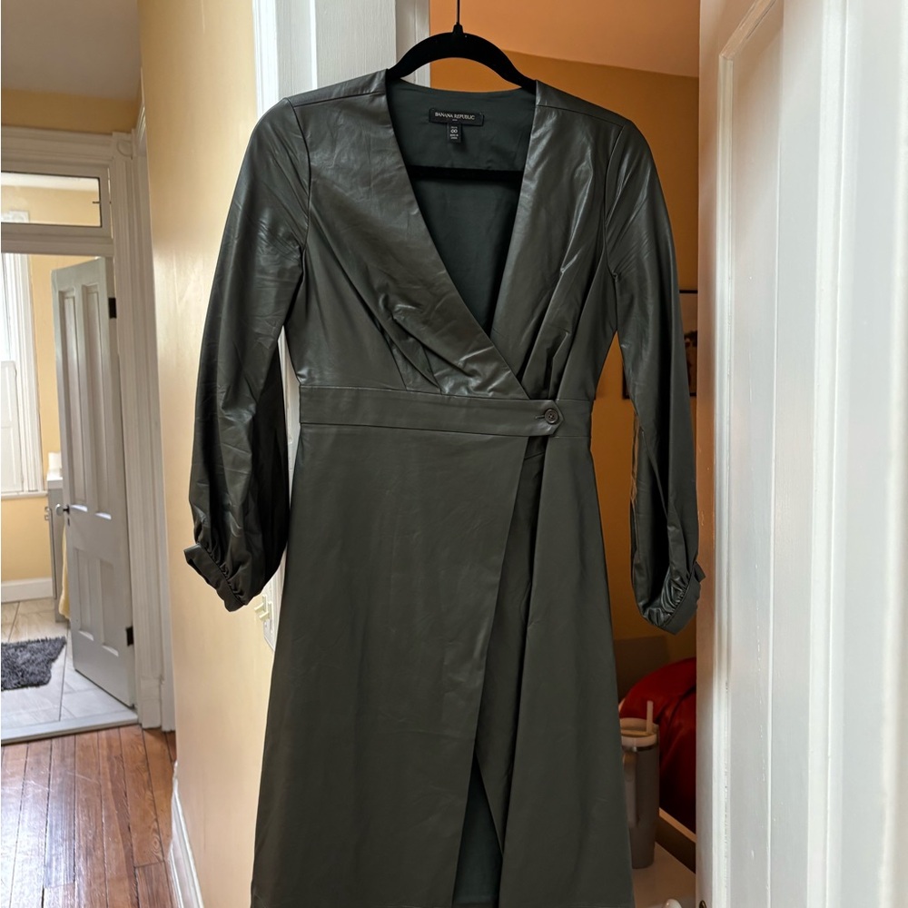 Chic Olive Green Wrap Dress